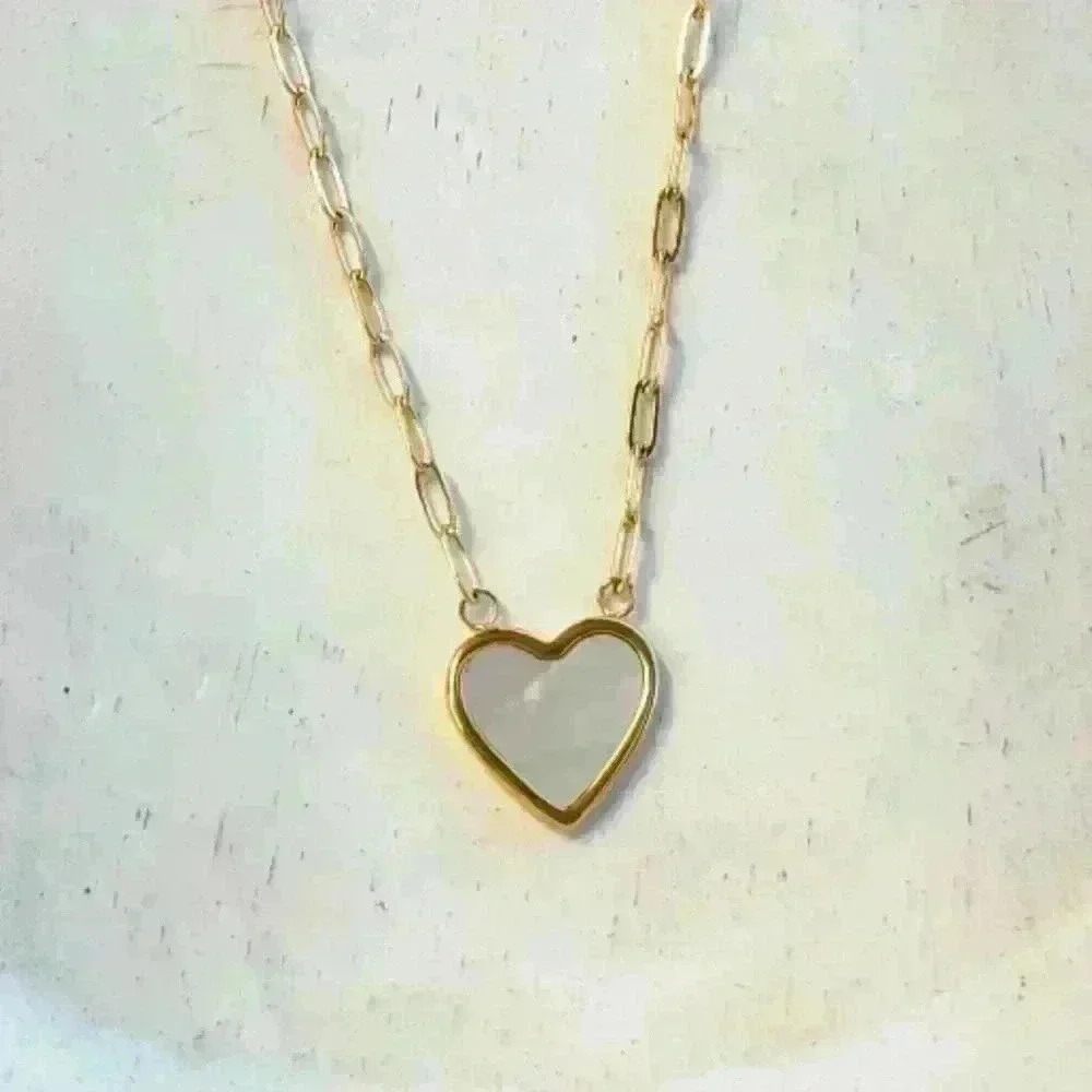 Delicate Gold Heart Outline Necklace for Women